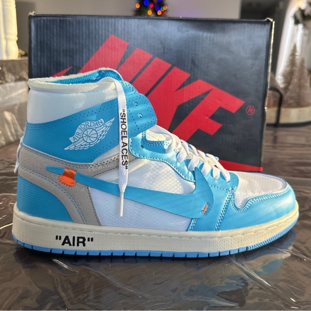 Air Jordan High-Top Sneakers in Blue and White